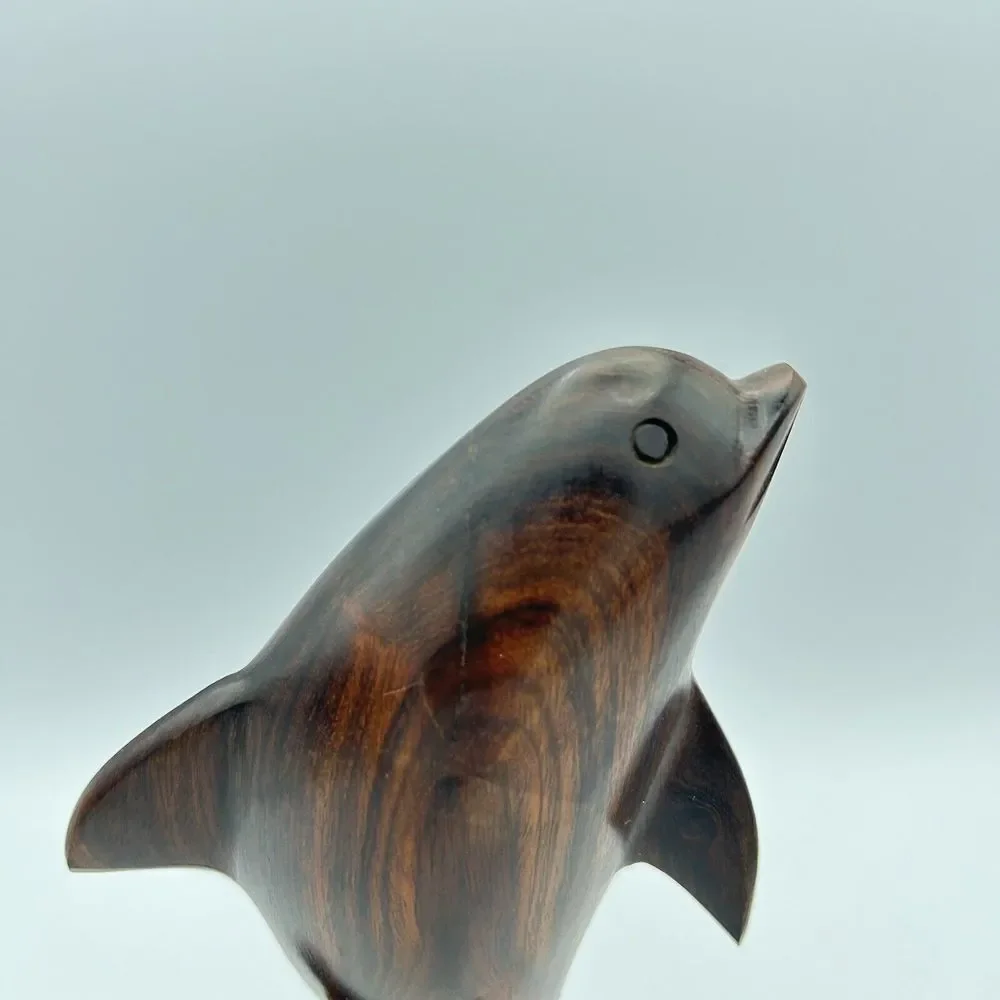 Vtg Hand Carved Ironwood Dolphin Figurine 7 1/2